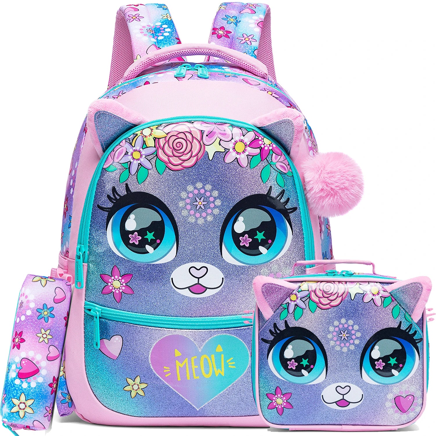 Girls School Backpack Set With Lunch Box And Pencil Case - Smarsty