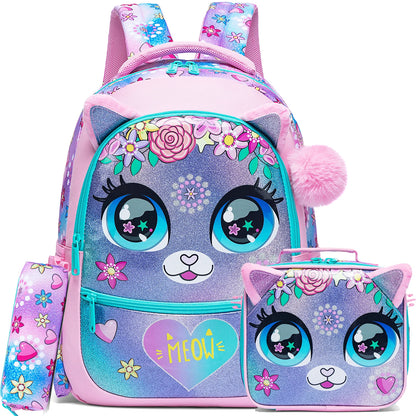 Girls School Backpack Set With Lunch Box And Pencil Case - Smarsty