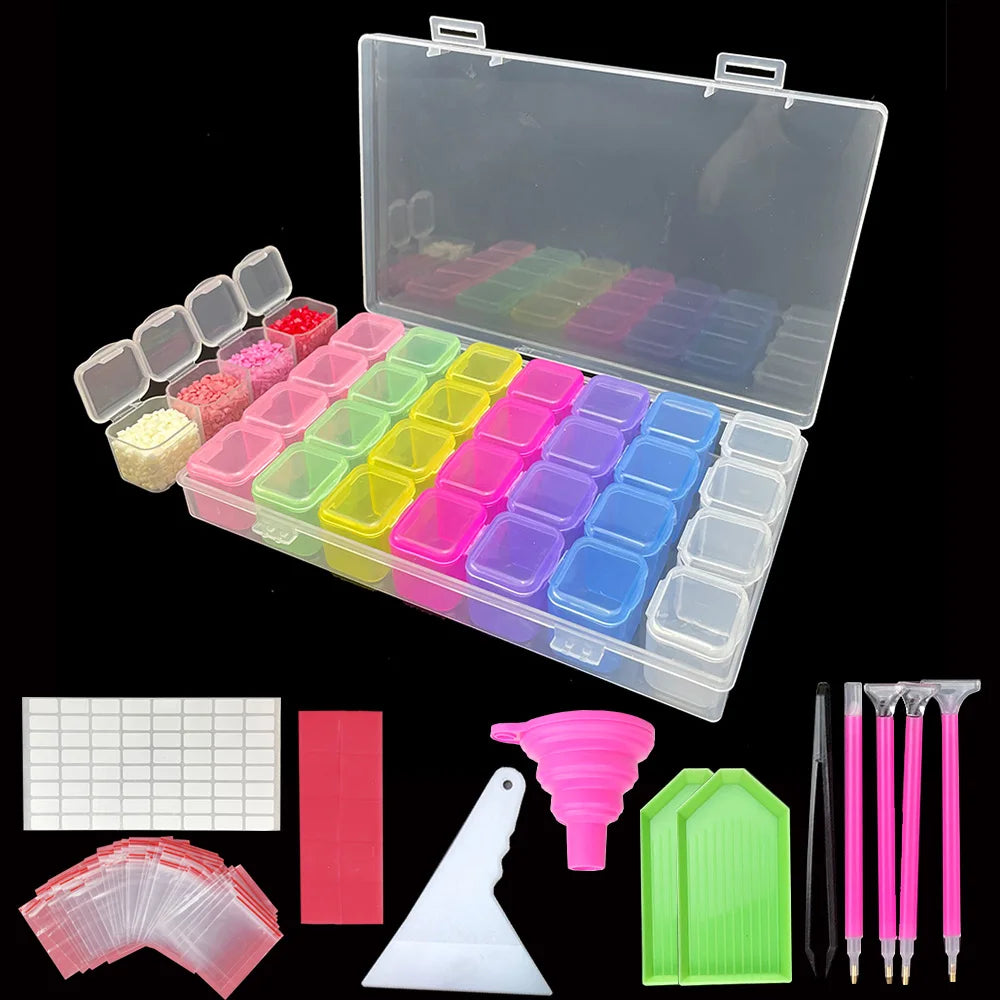 28 Grids Diamond Painting Storage Box with Funnel - Smarsty