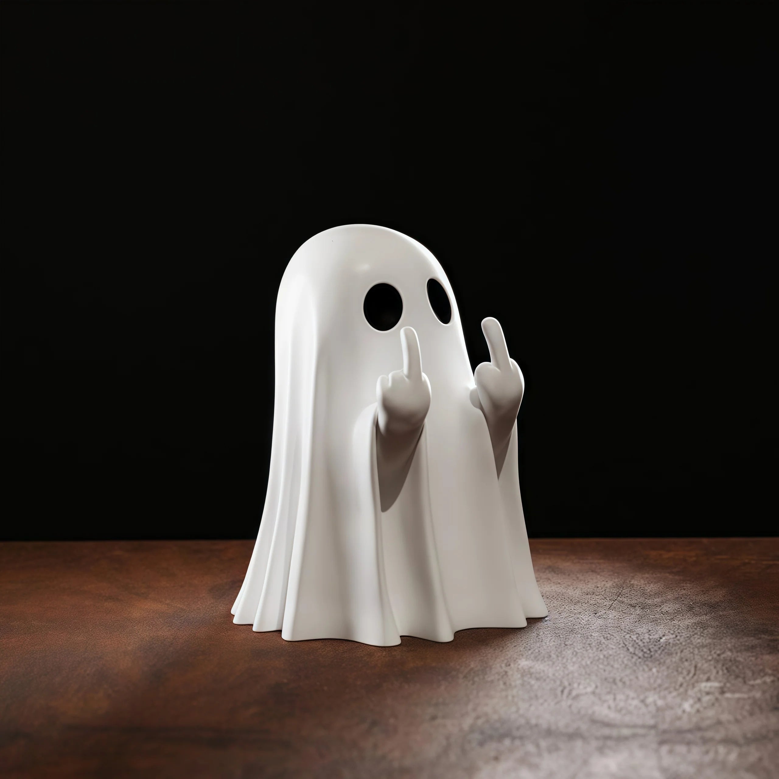 Cute Middle Finger Ghost Statue, Small Halloween Decor for Home, Centerpiece for Coffee Table, Adorable Horror Figure - Smarsty