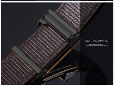 Crocodile Pattern Men’s Belt with Automatic Buckle - Smarsty