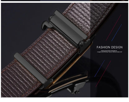 Crocodile Pattern Men’s Belt with Automatic Buckle - Smarsty