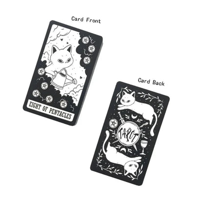 Kitten Tarot Deck 78Pcs Cute Black and White For Beginners Version Mysterious Board Game Fun Fortune telling Kit by Smarsty