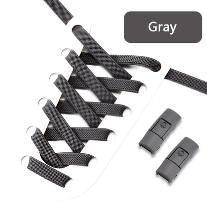 No Tie Shoe laces Press Lock Shoelaces without ties Elastic Laces Sneaker Kids Adult 8MM Widened Flat Shoelace for Shoes - Smarsty
