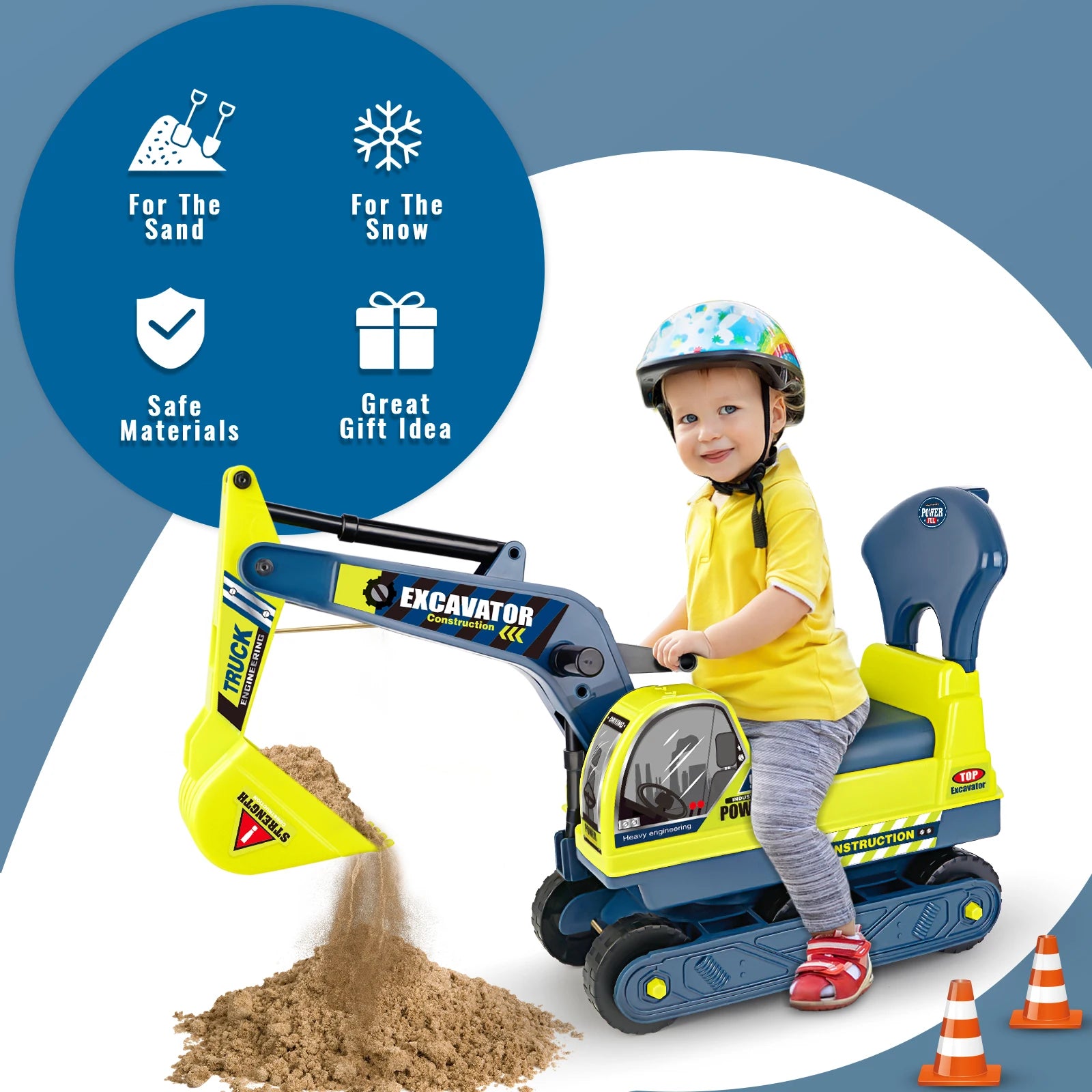 Large Ride-On Construction Toy Vehicle - Manual Drive Version, the perfect Christmas gift for children aged 3 and above
