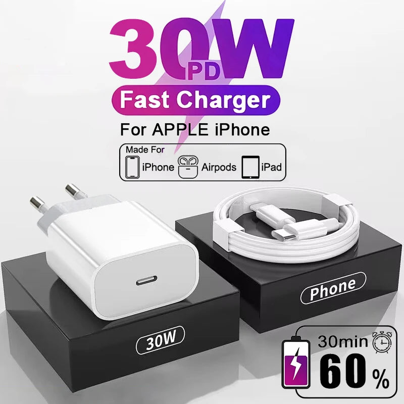 30W USB C Fast Charger For iPhone Pro Series Cable - Smarsty