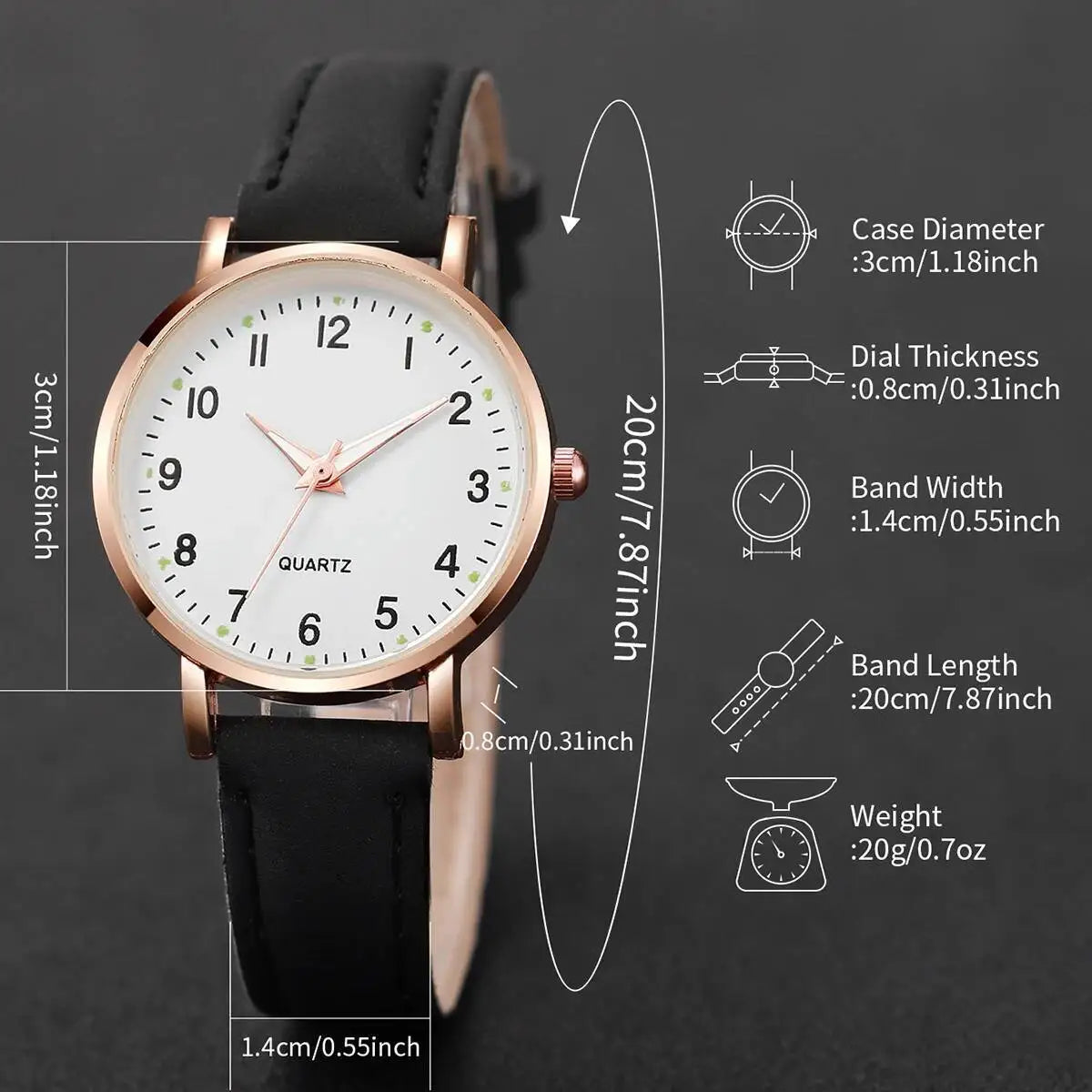 Fashion Arabic Dial Quartz Watch with Leather Strap for Women - Smarsty