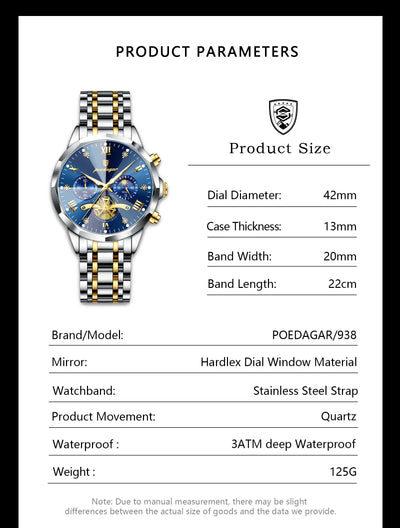 Luxury Waterproof Men's Chronograph Watch with Luminous Features - Smarsty