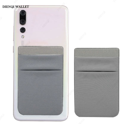 Fashion Elastic Cloth Cell Phone Card Holder Mobile Phone Wallet Case Credit ID Card Holder Adhesive Sticker Pocket Money Bag