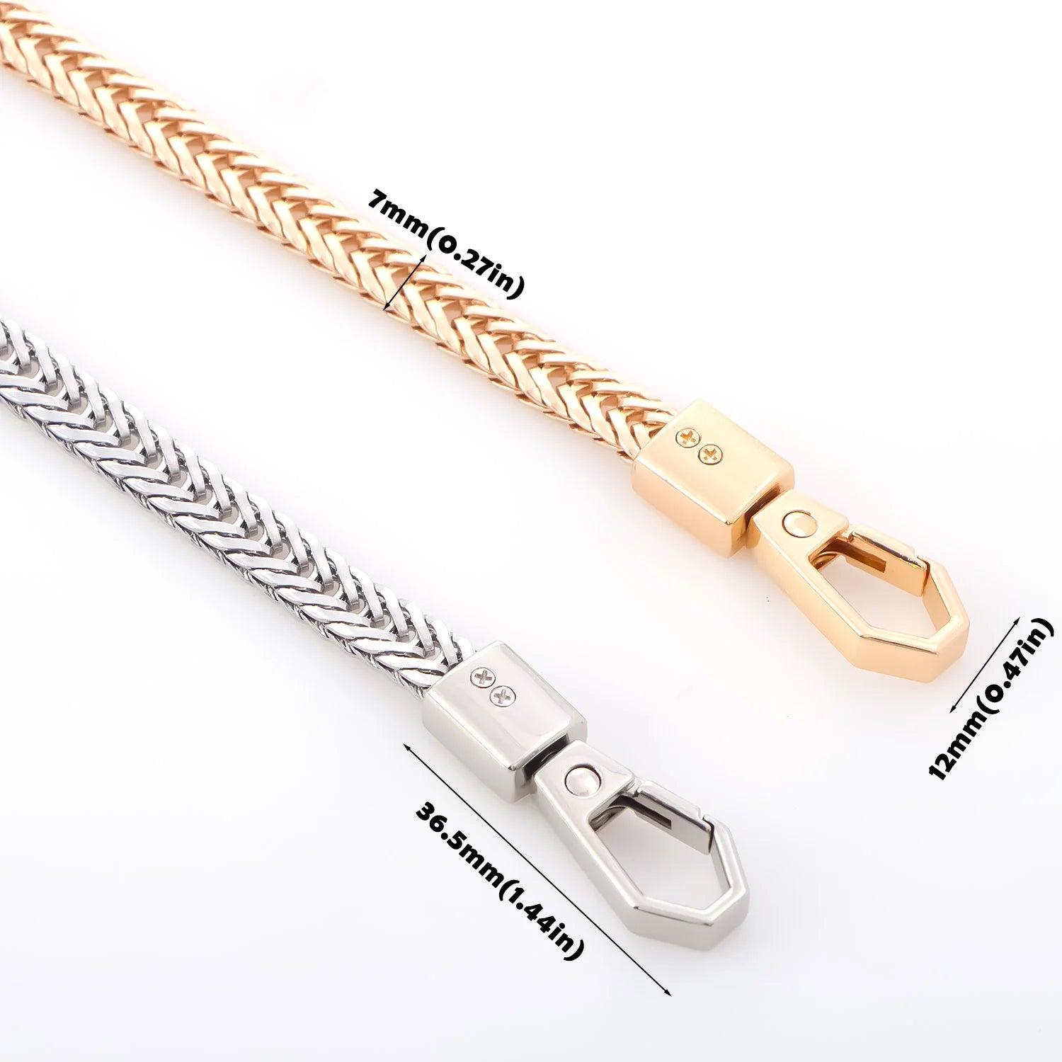 Snake Bag Chains Bag Chain Strap Replacement 7mm Wide Flat Chain Strap Metal Chains for Wallet Tote Bag Shoulder Crossbody Bag