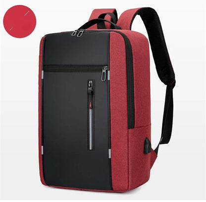 Men's Waterproof Oxford Laptop Backpack 15.6 Inch with USB Charging Port High Capacity Business Travel School Bag - Smarsty