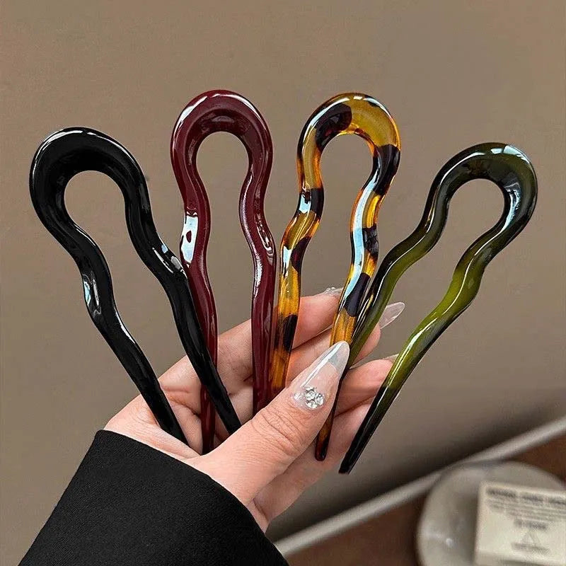 Geometric Tortoiseshell Hair Fork for Women - Smarsty