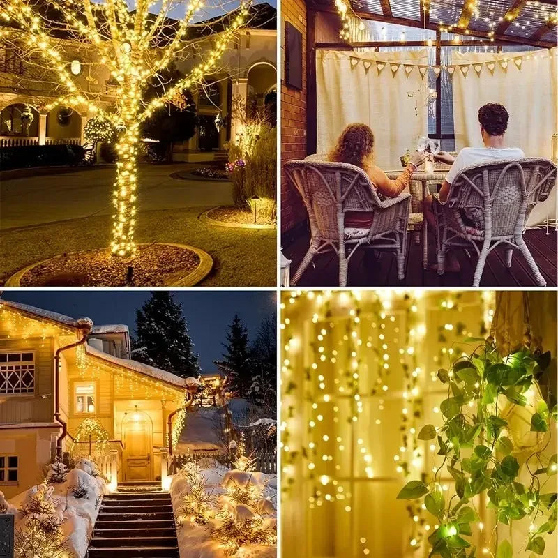 Fairy Lights Solar Garden Lights String Lights with 8 Modes Waterproof Wire Lights for Patio Yard Trees Christmas Party - Smarsty