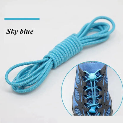 1 Pair 22 Colors Elastic Shoelaces Round Locking No Tie Shoe Laces Kids Adult Quick Lazy Laces Rubber Sneakers Shoelace T1 - Smarsty
