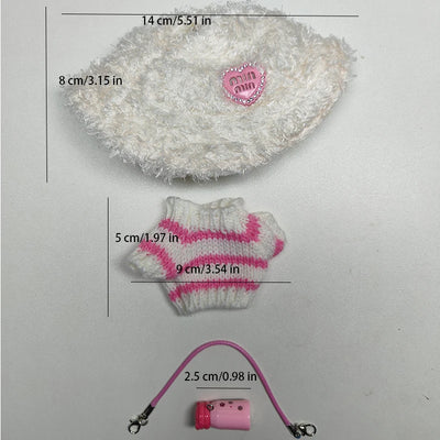 6.69inch labubu Doll Clothes for buLabu with 3 Outfits - Hat & Sweaters & Pendant(No doll)