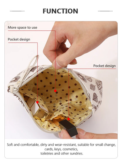 Canvas Cosmetic Bag Zipper Case With Card Holder For Travel - Smarsty
