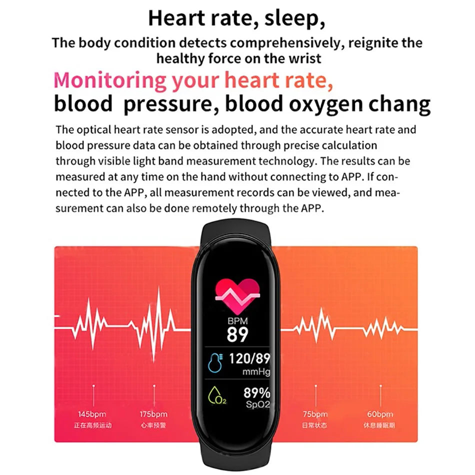 M6 Smart Watch for Fitness Tracking and Heart Rate Monitoring - Smarsty