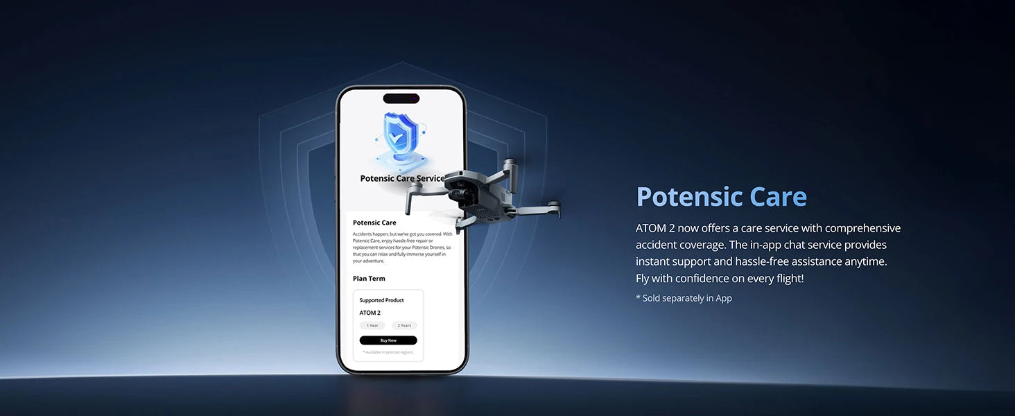 Potensic C0 ATOM 2 Drone with PTD 1 Remote Control 4K Video, 8K Photo Camera 10KM 2.7K Vertical Shoot, AI Night Shoting AI Track - Smarsty