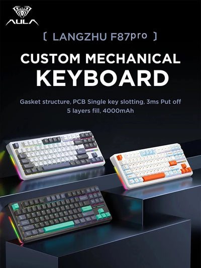 87 Key Mechanical Keyboard Tri Mode Wireless RGB Gasket - Smarsty