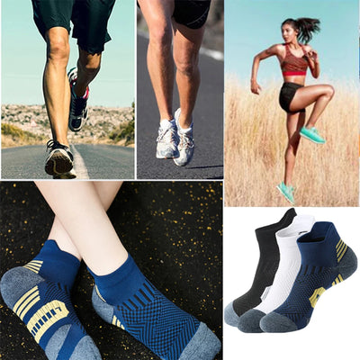 3Pair Professional Fitness Sports Socks Towel Bottom Non-Slip Running Socks Men Women Short Quick-Drying Basketball Training Sox - Smarsty