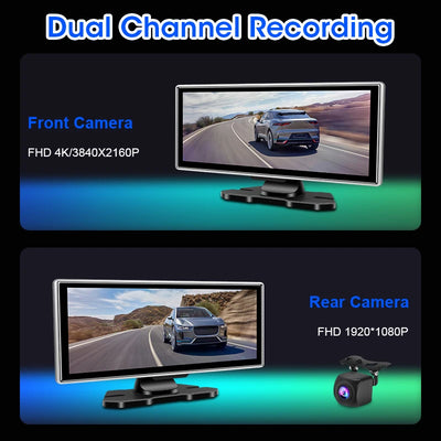 4K Dash Cam Dual Lens Car DVR With Wireless CarPlay - Smarsty