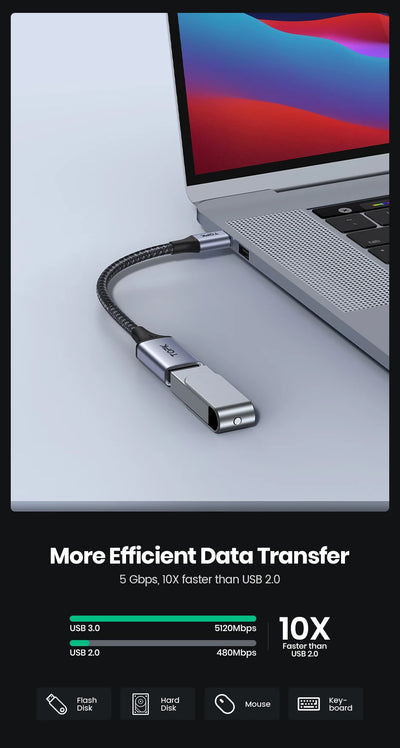 TOPK USB C to USB A Dapter OTG Cable Type C Male to USB 3.0 2.0 Female Cable for MacBook Pro Samsung Type C Adapter - Smarsty