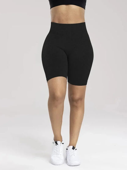 Seamless Sports Women Shorts Muliticolor Yoga Shorts Stretchy High Waist Running Cycling Leggings Hip Liftting Solid Gym Shorts - Smarsty