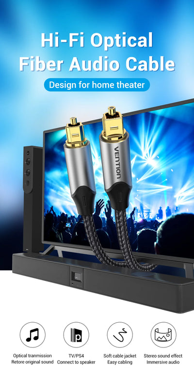 Vention Digital Optical Audio Cable for Superior Sound Quality - Smarsty
