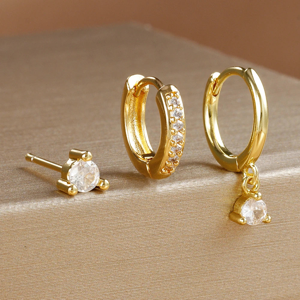 3 Piece Stainless Steel Star Drop Earrings Set for Women - Smarsty