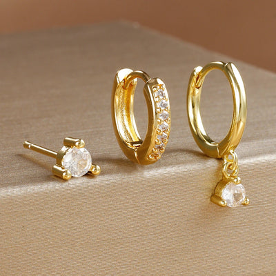 3 Piece Stainless Steel Star Drop Earrings Set for Women - Smarsty