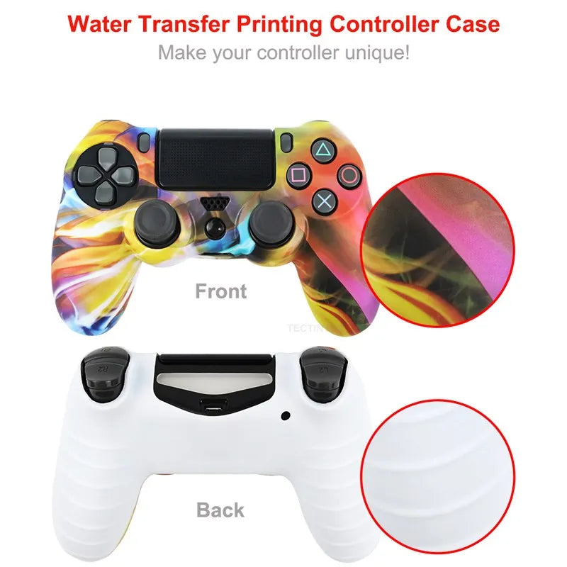 Silicone Skin Case for PS4 Controller with Grip Caps - Smarsty