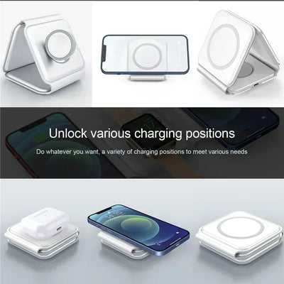 3 In 1 Wireless Charging Pad Foldable Desktop Charger - Smarsty