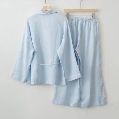 2025 Summer Women Linen Kimono Blouse Pants sets - Smarsty