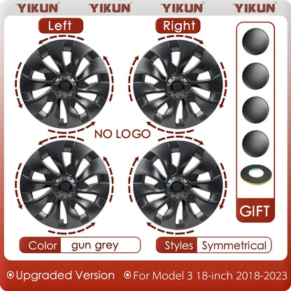4PCS Hub Cap Performance Replacement Wheel Cap Automobile Full Rim Cover Accessories for Tesla Model 3 18 Inch Hubcap 2018-2023