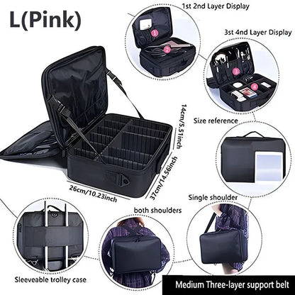 Large Capacity Travel Makeup Case Cosmetic Organizer - Smarsty