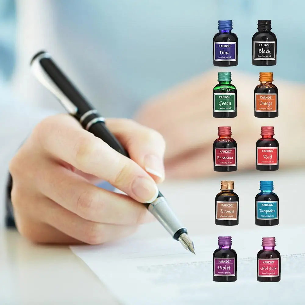 10 Colors 30ML Colorful Fountain Pen Ink Refilling Inks Universal Refill Ink Stationery School Brand New Product School Supplies