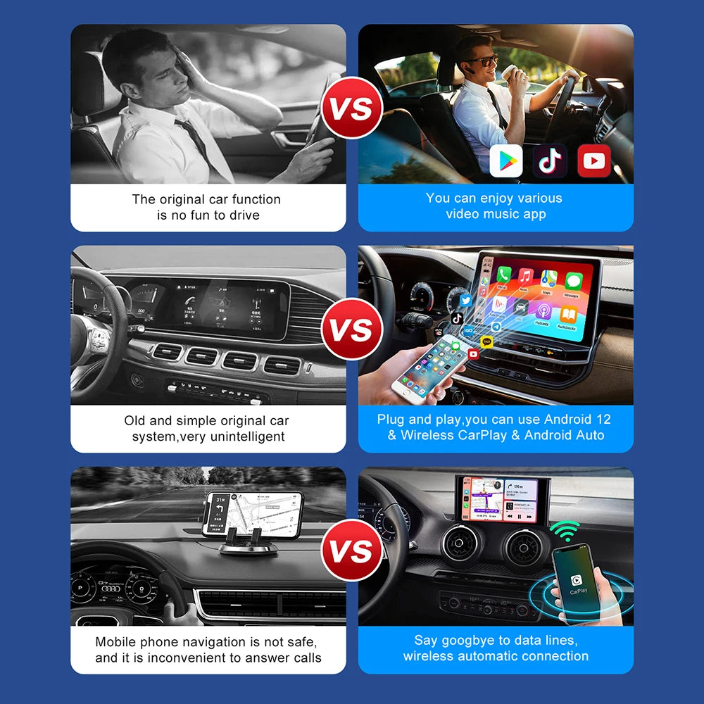 Plug And Play Wireless CarPlay Android Auto Adapter - Smarsty