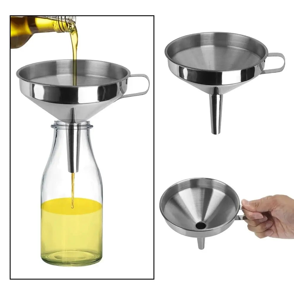 Stainless Steel Funnel Kitchen Oil Liquid Metal Funnel with Detachable Filter Wide Mouth Funnel for Canning Kitchen Tools