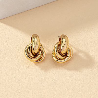 Geometric Striped Large Ear Buckle Earrings for Women - Smarsty