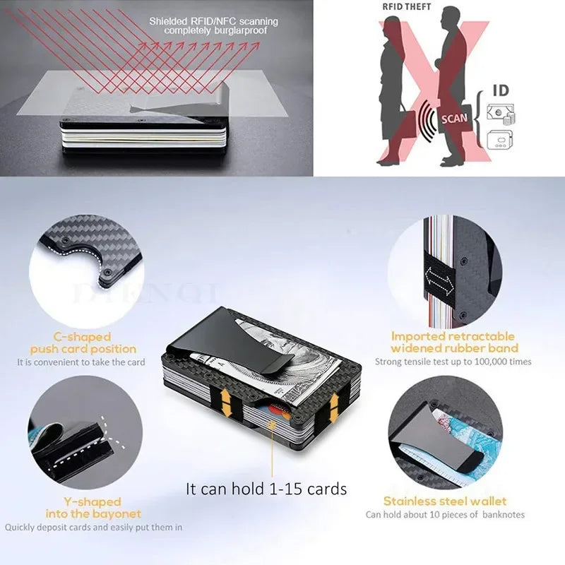 ANTI RFID Blocking Minimalist Card Holder Wallet for Men 2025 Slim Mini Fashion Wallet - Metal Wallet with Money Clip for Unisex - Smarsty
