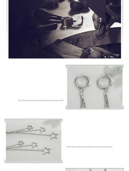 Elegant 925 Sterling Silver Hoop Earrings with Long Tassels - Smarsty