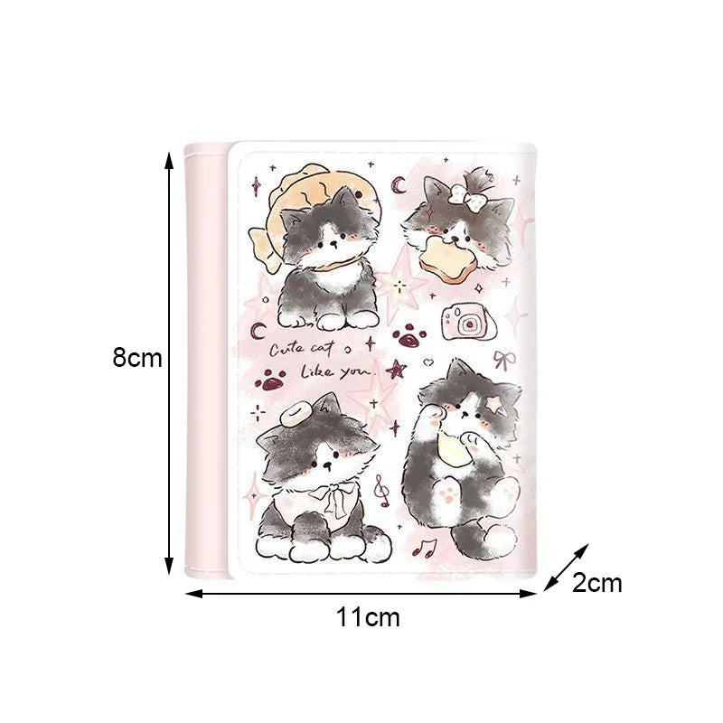 PU Leather Cute Women Wallet Coin Purse Simple 3 Folds Multi-card Slots Card Holder Cute Cat Dog Short Wallets for Girls - Smarsty