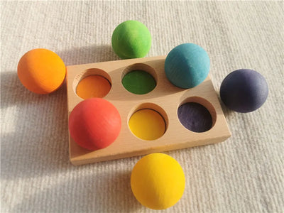 High Quality Wooden Toys Lime Wood Rainbow Arch Stacking Blocks Building Semi Color Sorting Peg Dolls Balls Slat for Kids Play - Smarsty