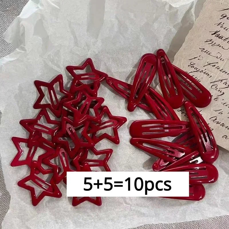 Red Star Snap Clips for Girls Stylish Hair Accessories - Smarsty