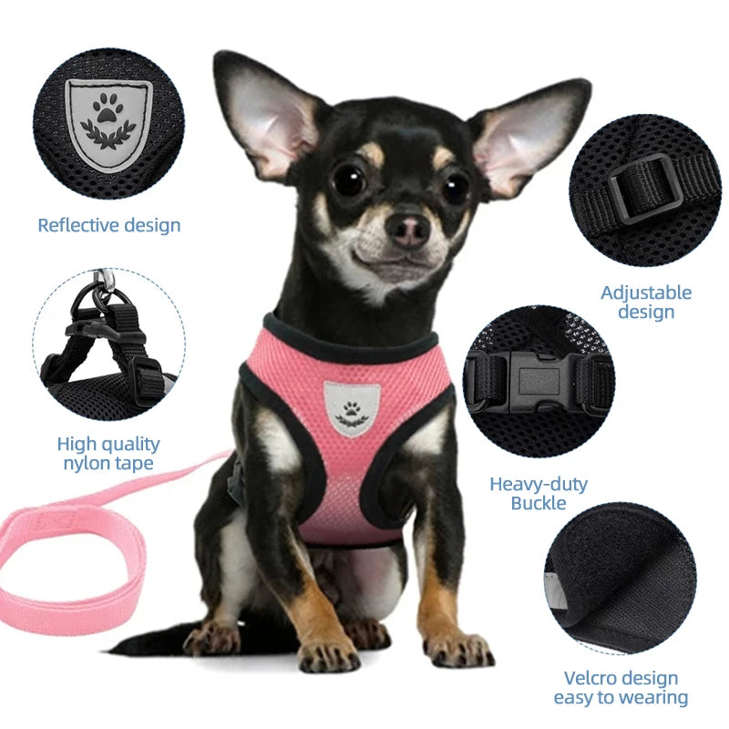Adjustable Breathable Dog Cat Harness with Reflective Safety - Smarsty