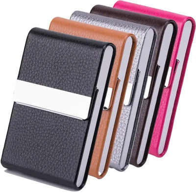 Men Postcard Box Business Multifunction Card Holder Case PU Leather Metal Pocket Holder with Magnetic Shut Cigarette Wallet Case - Smarsty