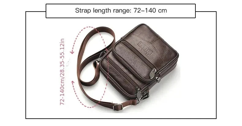Mens Genuine Leather Crossbody Bag Vertical Multifunctional - Smarsty
