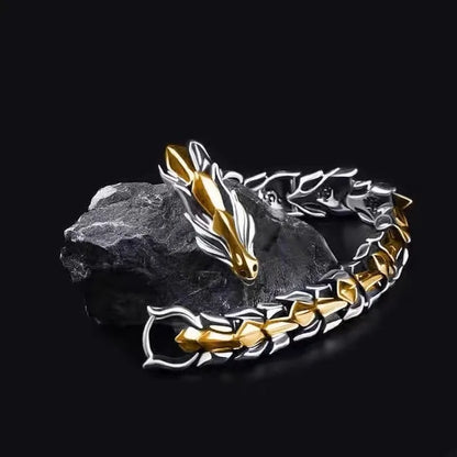 Mens Viking Dragon Bracelet Vintage Punk Chain Bangle - Smarsty