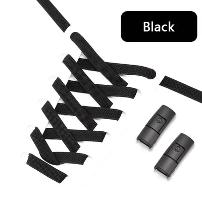 No Tie Shoe laces Press Lock Shoelaces without ties Elastic Laces Sneaker Kids Adult 8MM Widened Flat Shoelace for Shoes - Smarsty