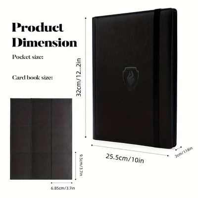 9 Pocket Card Binder, 360 Trading Card Holder Book, Premium PU Cover Zip Binder For Cards, Durable Side Loading Card Fold - Smarsty